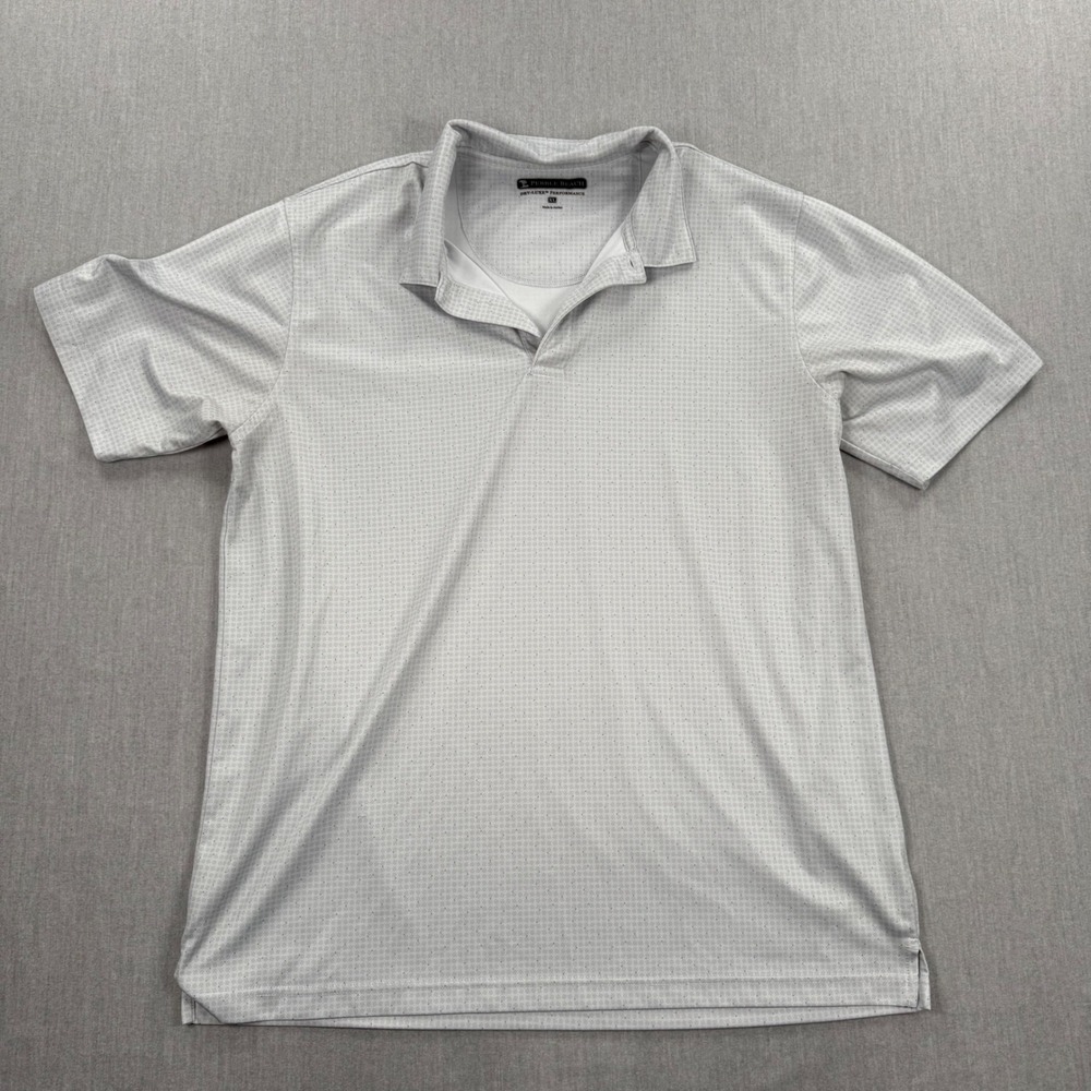 Pebble Beach Dry-Luxe Performance Polo Shirt Mens XL Grey Blue Micro Grid Golf